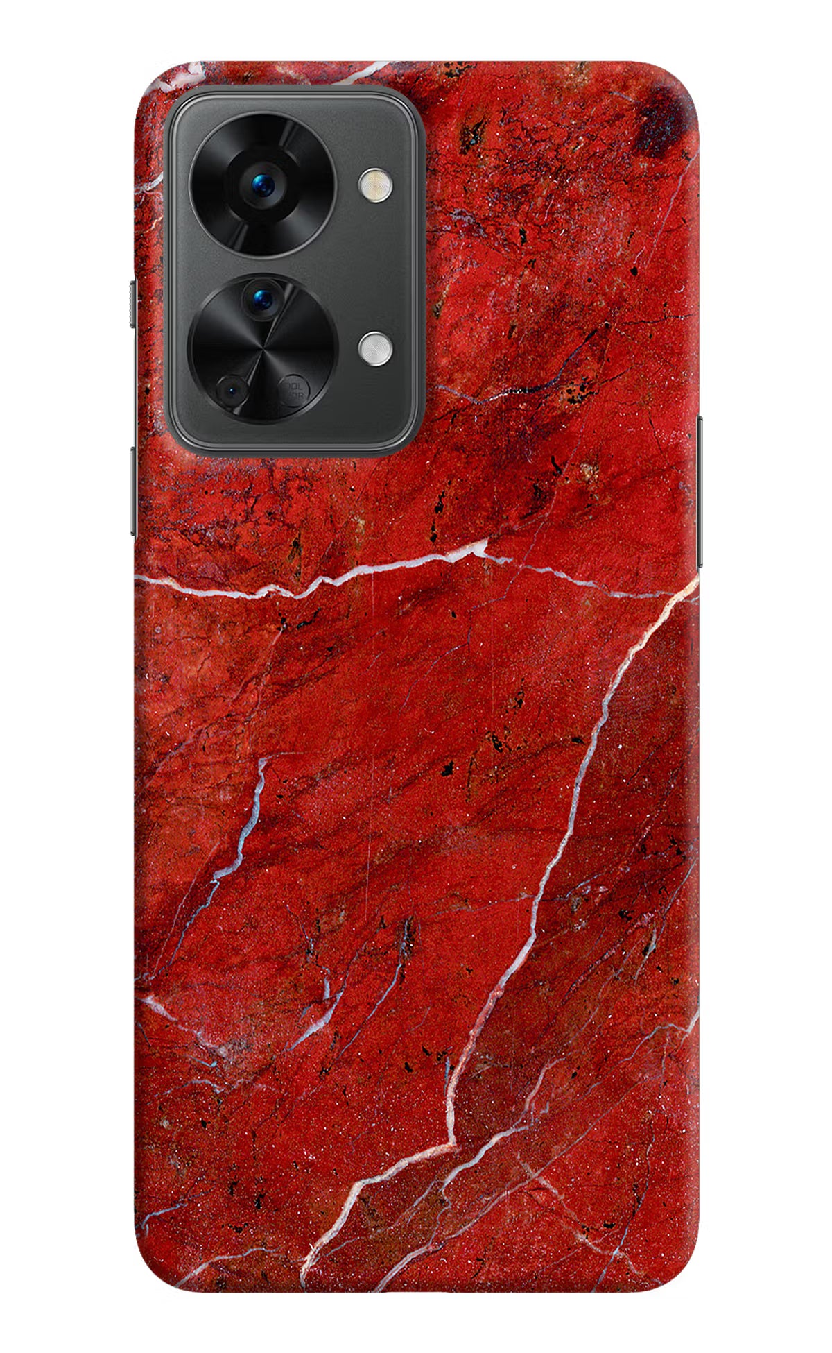 Red Marble Design OnePlus Nord 2T 5G Hard Case Back Cover by Casekaro