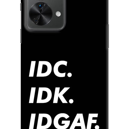 Idc Idk Idgaf OnePlus Nord 2T 5G Hard Case Back Cover by Casekaro