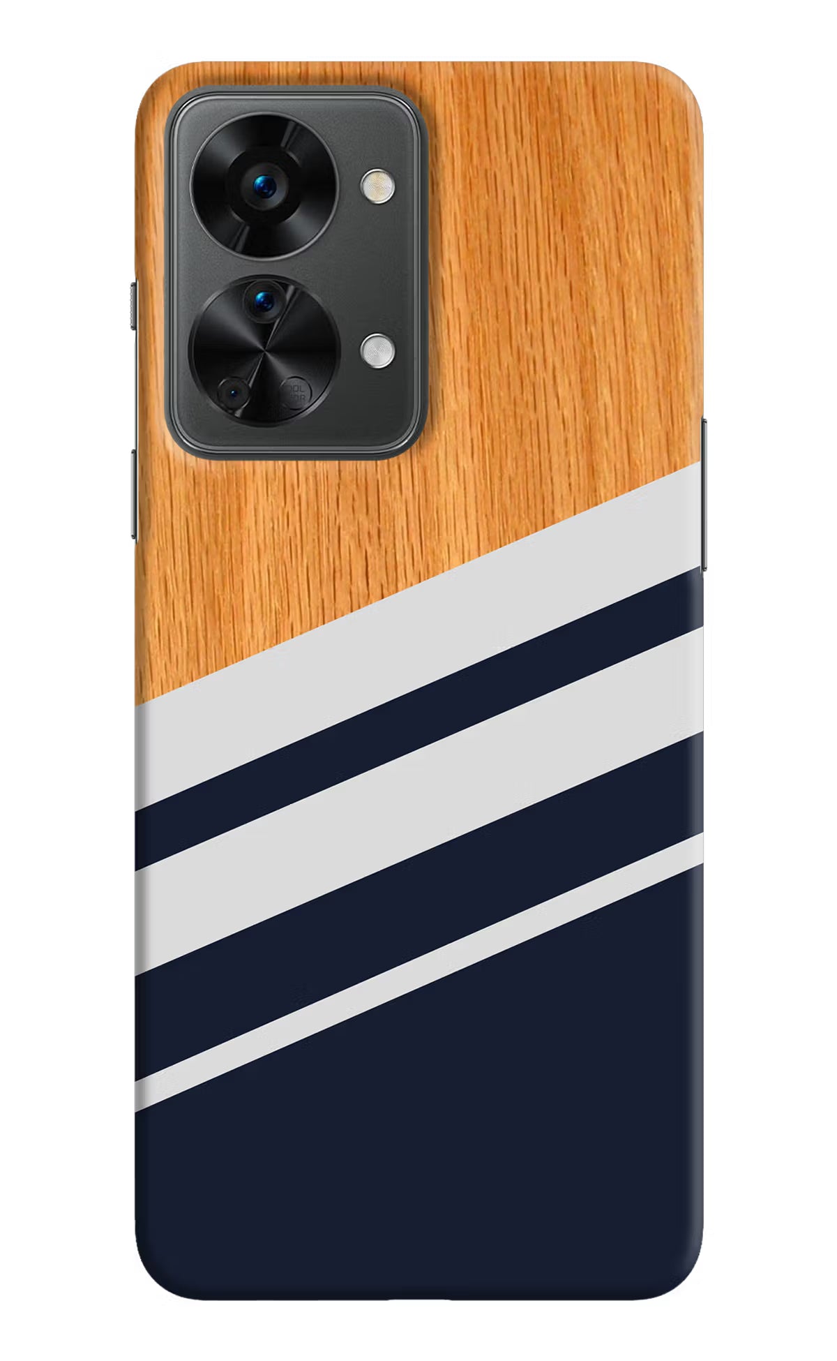 Blue and white wooden OnePlus Nord 2T 5G Hard Case Back Cover by Casekaro