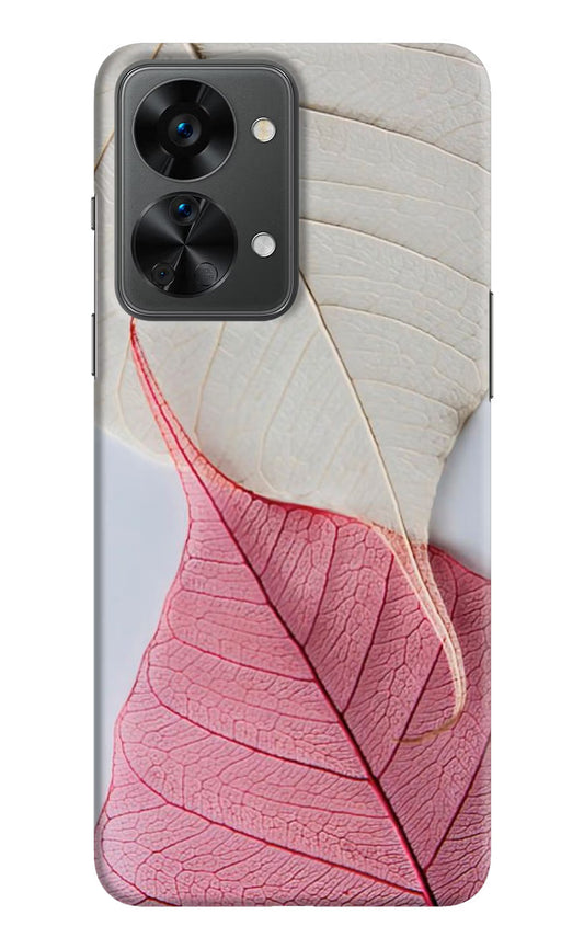 White Pink Leaf OnePlus Nord 2T 5G Hard Case Back Cover by Casekaro