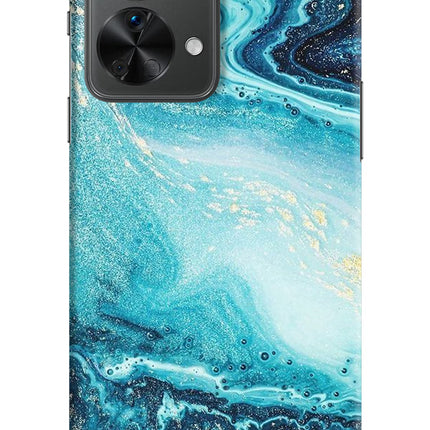 Blue Glitter Marble OnePlus Nord 2T 5G Hard Case Back Cover by Casekaro