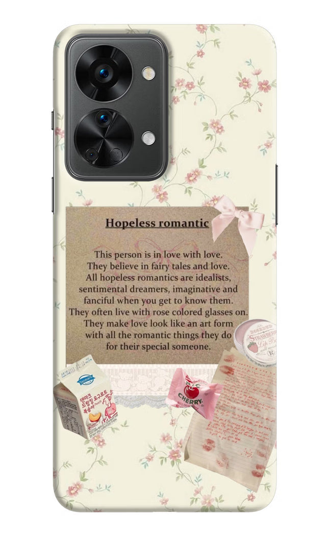 Hopeless Romantic OnePlus Nord 2T 5G Hard Case Back Cover by Casekaro