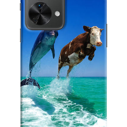Dolphin vs Cow OnePlus Nord 2T 5G Hard Case Back Cover by Casekaro