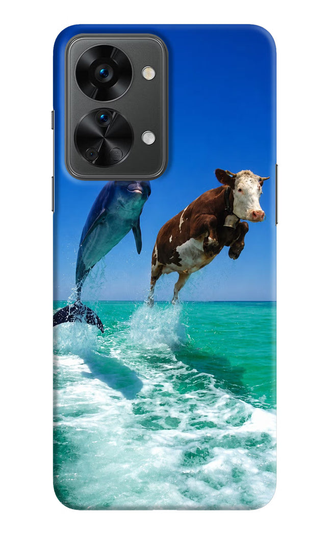 Dolphin vs Cow OnePlus Nord 2T 5G Hard Case Back Cover by Casekaro