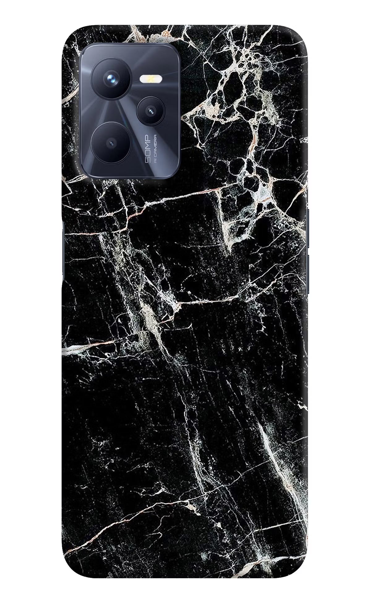 Black Marble Texture Realme C35 Hard Case Back Cover by Casekaro
