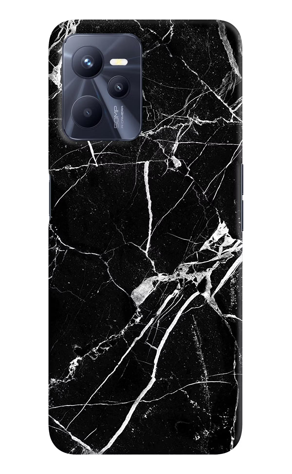 Black Marble Pattern Realme C35 Hard Case Back Cover by Casekaro