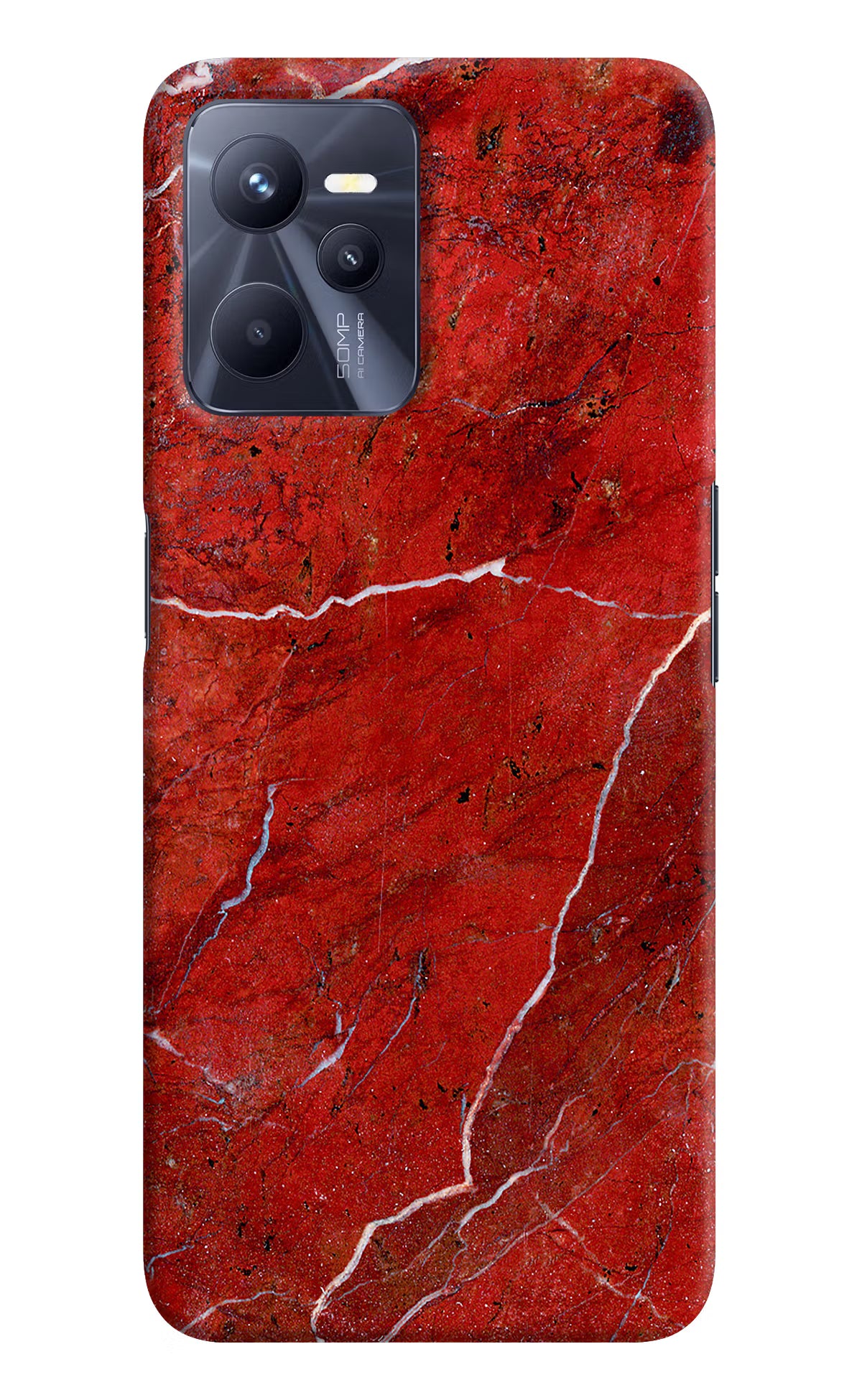 Red Marble Design Realme C35 Hard Case Back Cover by Casekaro