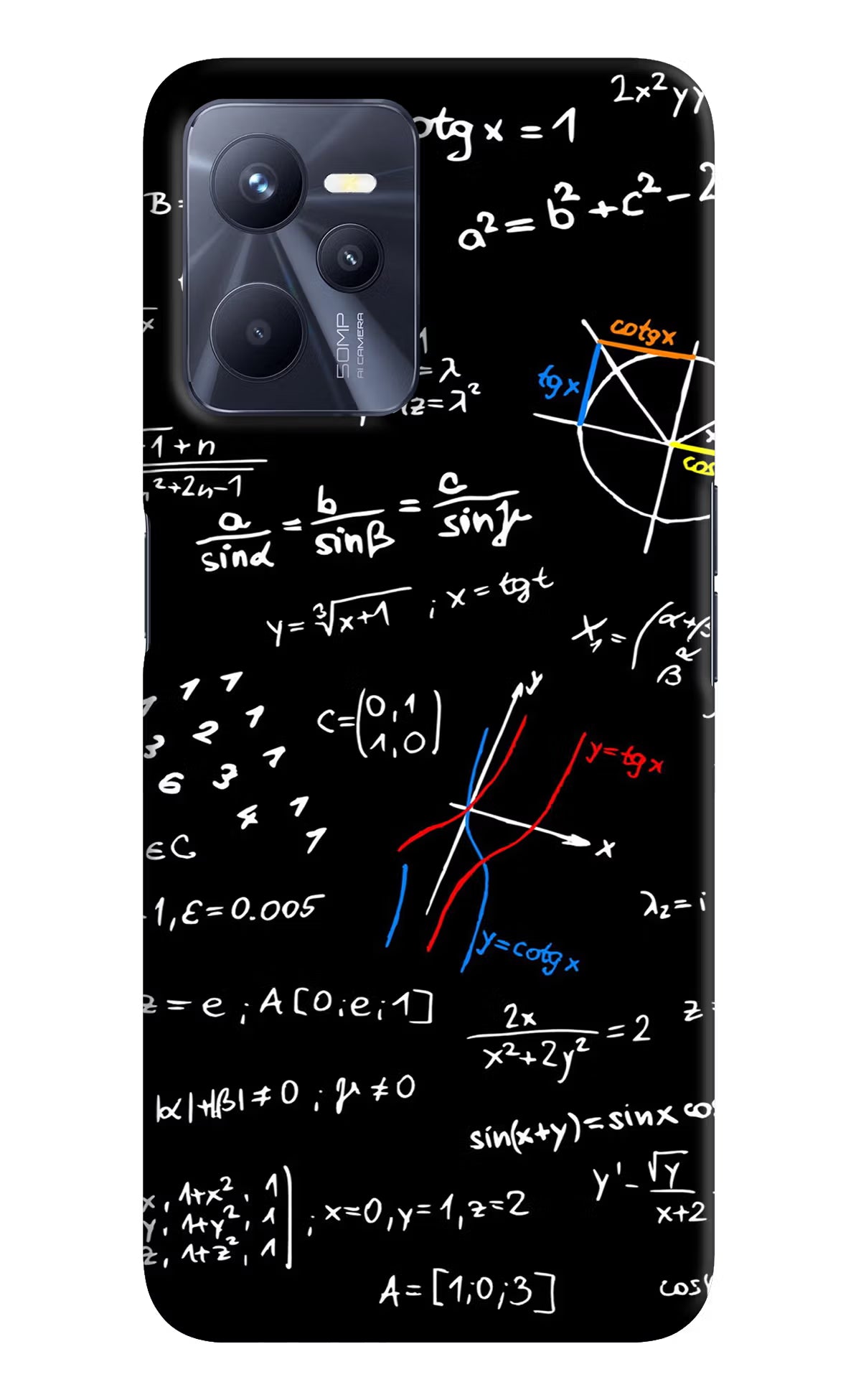 Mathematics Formula Realme C35 Hard Case Back Cover by Casekaro