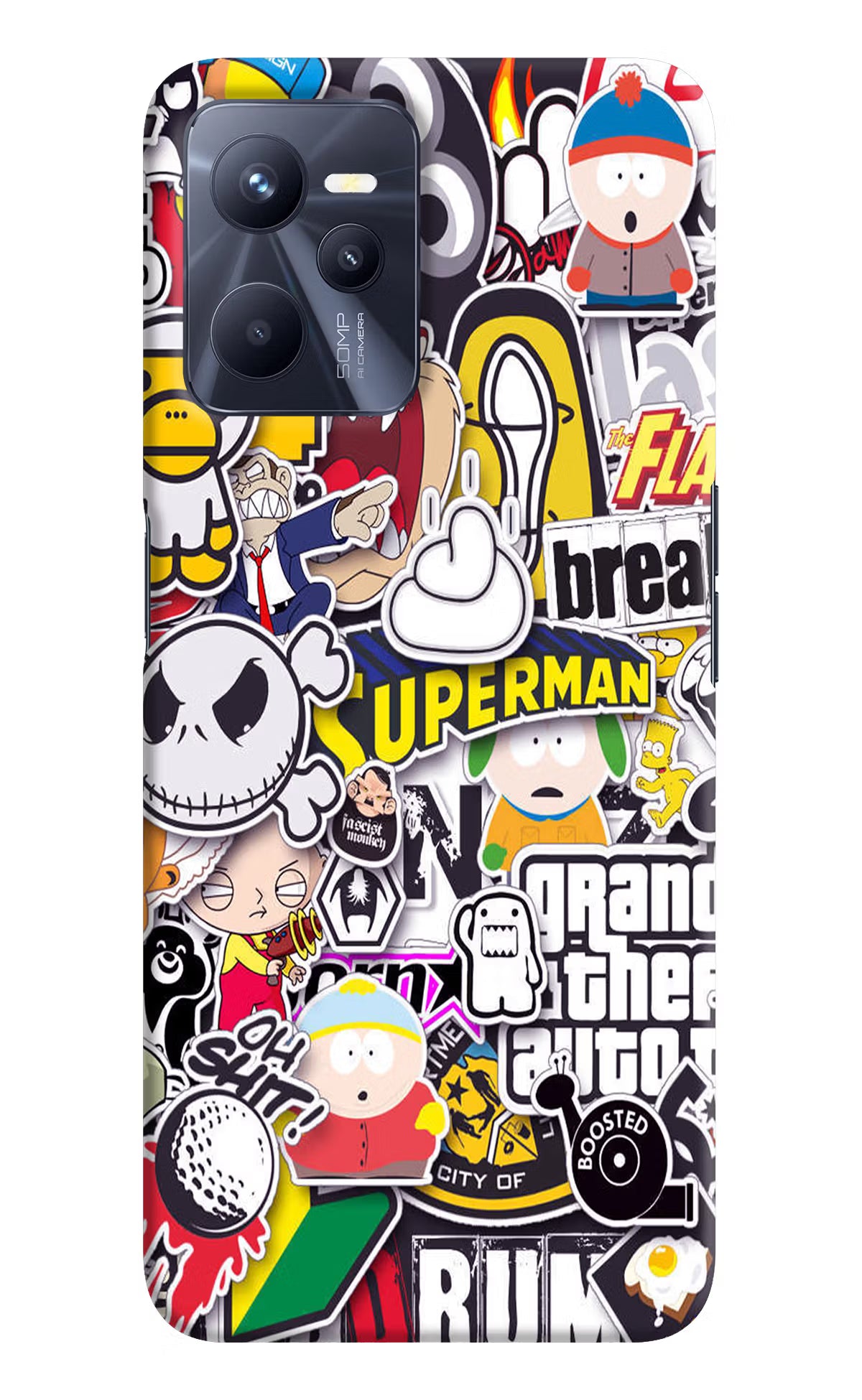 Sticker Bomb Realme C35 Hard Case Back Cover by Casekaro