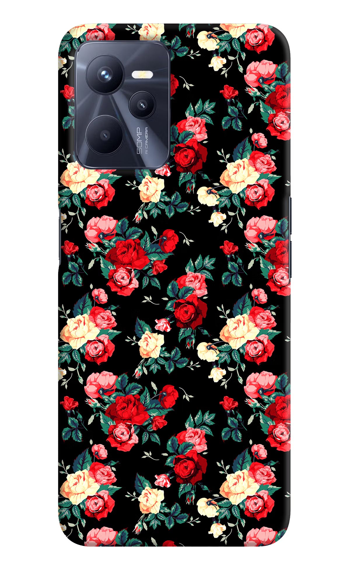 Rose Pattern Realme C35 Hard Case Back Cover by Casekaro