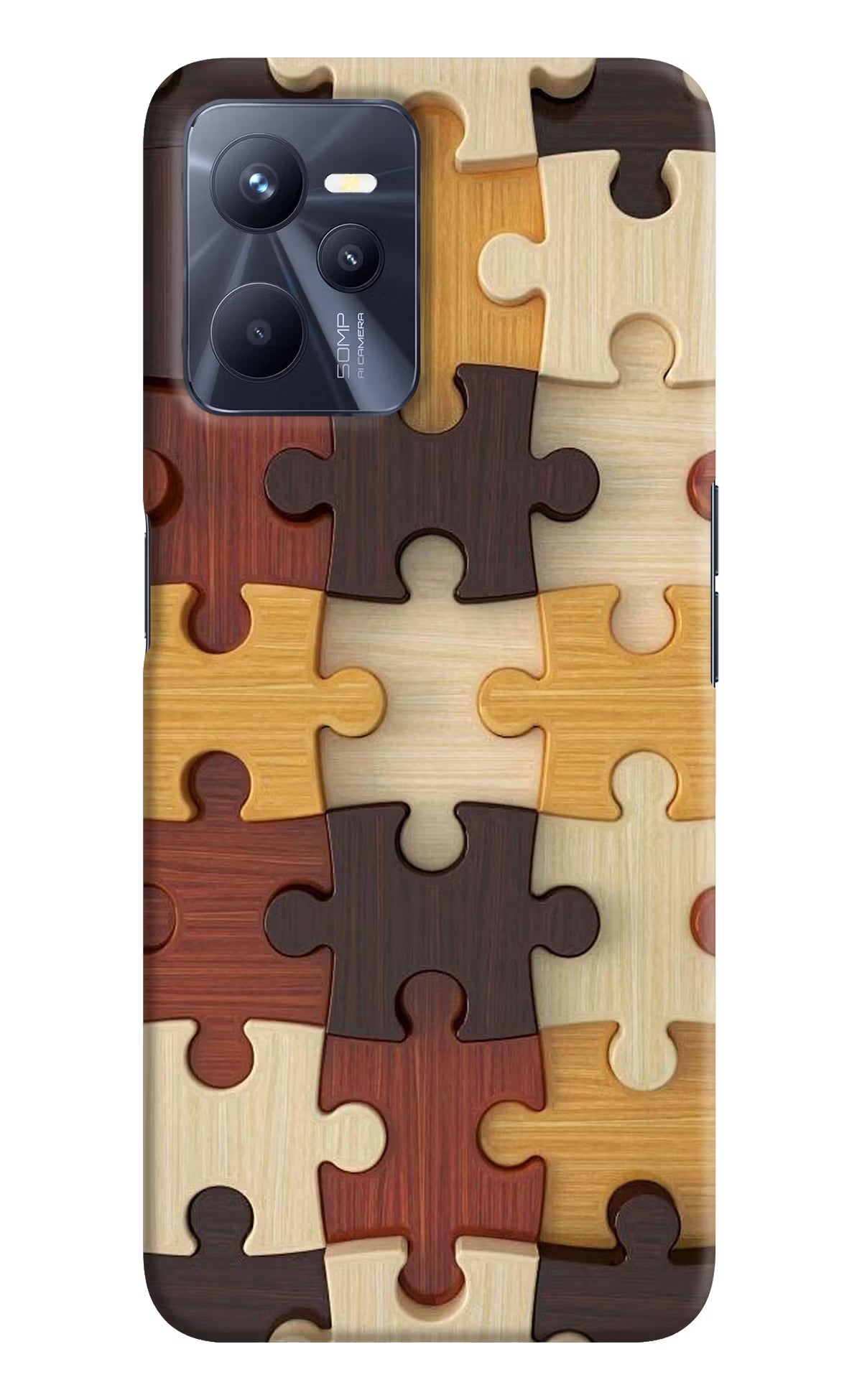Wooden Puzzle Realme C35 Hard Case Back Cover by Casekaro
