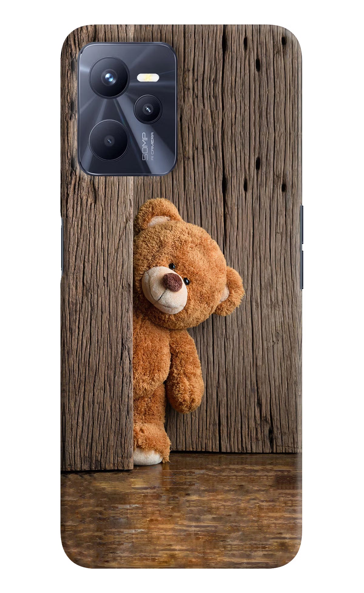 Teddy Wooden Realme C35 Hard Case Back Cover by Casekaro
