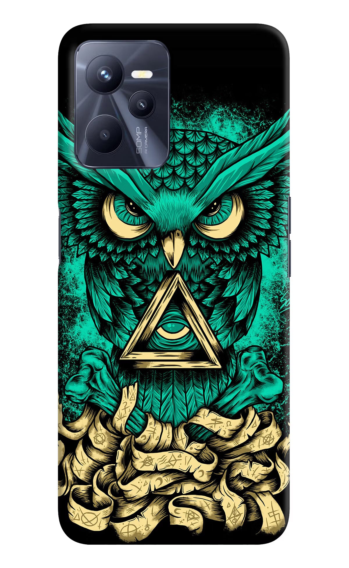 Green Owl Realme C35 Hard Case Back Cover by Casekaro