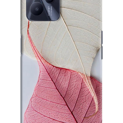 White Pink Leaf Realme C35 Hard Case Back Cover by Casekaro