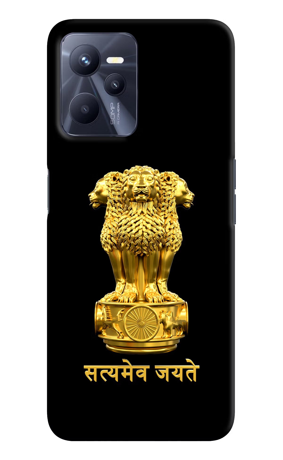 Satyamev Jayate Golden Realme C35 Hard Case Back Cover by Casekaro