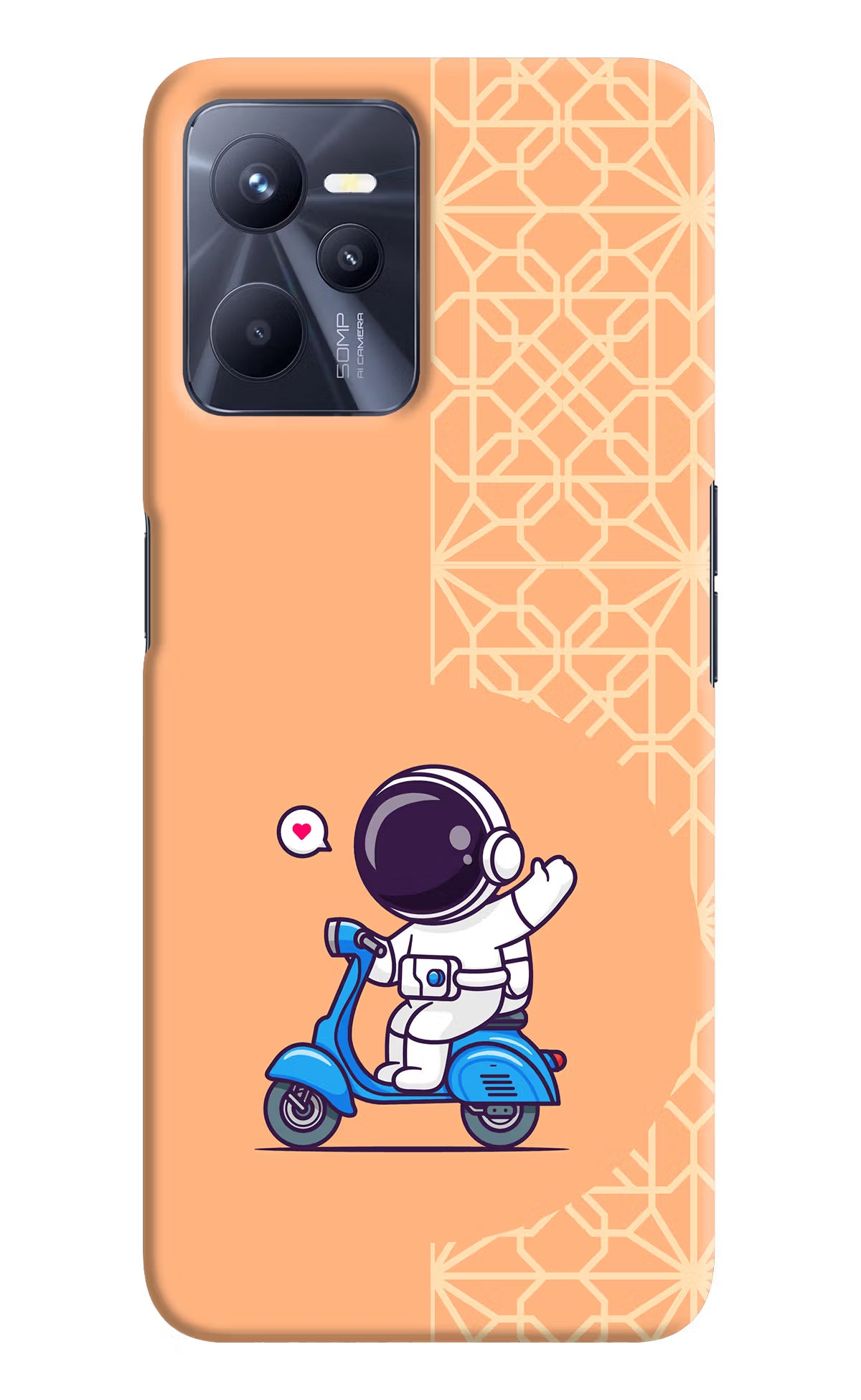 Cute Astronaut Riding Realme C35 Hard Case Back Cover by Casekaro