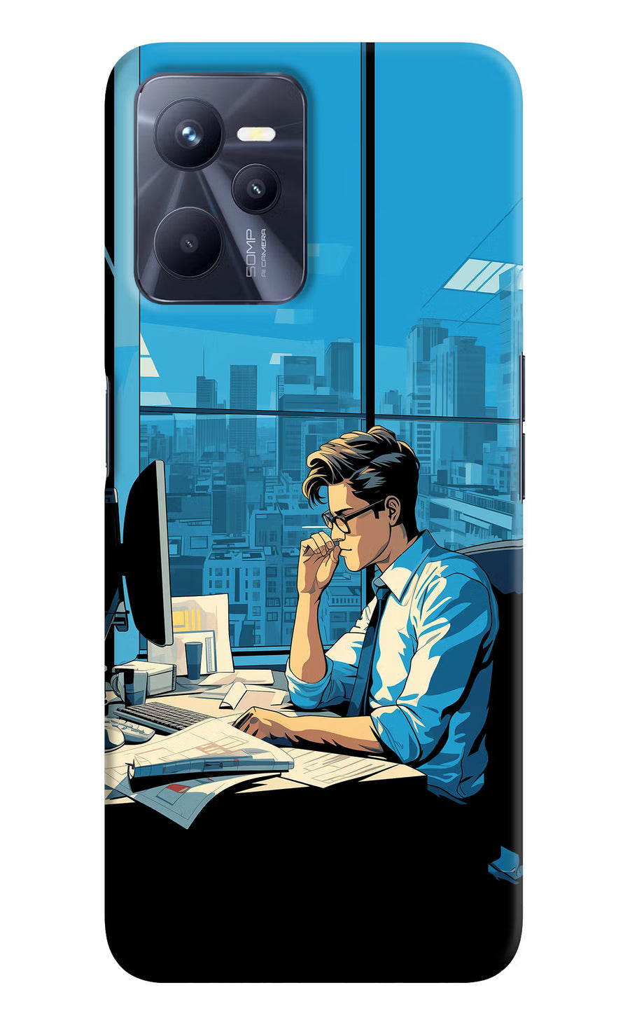 Focused Hustler (AI Generated) Realme C35 Back Cover, Hard case