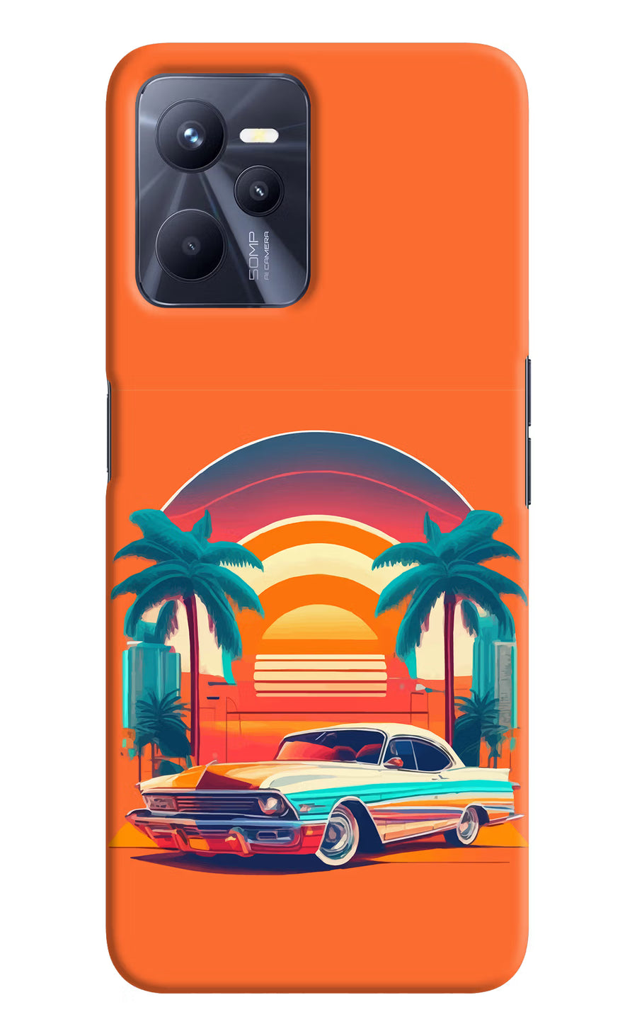 Palm Drive 80s Realme C35 Back Cover, Hard case