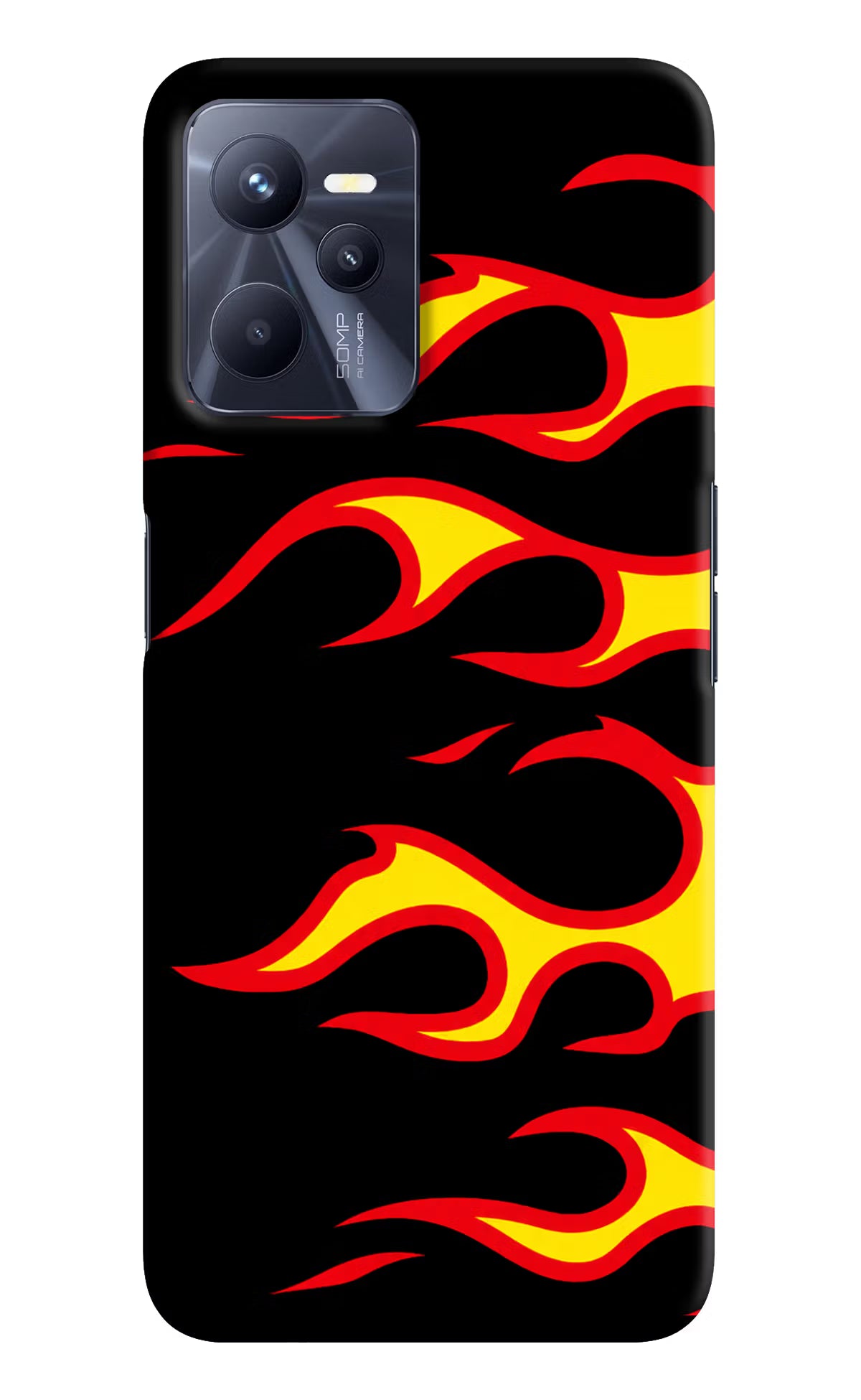 Side Sweep Flames Realme C35 Hard Case Back Cover by Casekaro