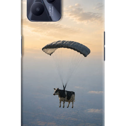 Skydiving Cow Realme C35 Hard Case Back Cover by Casekaro