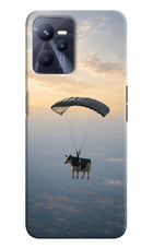 Skydiving Cow Realme C35 Hard Case Back Cover by Casekaro