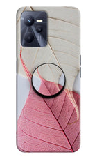 White Pink Leaf Realme C35 Pop Case by Casekaro