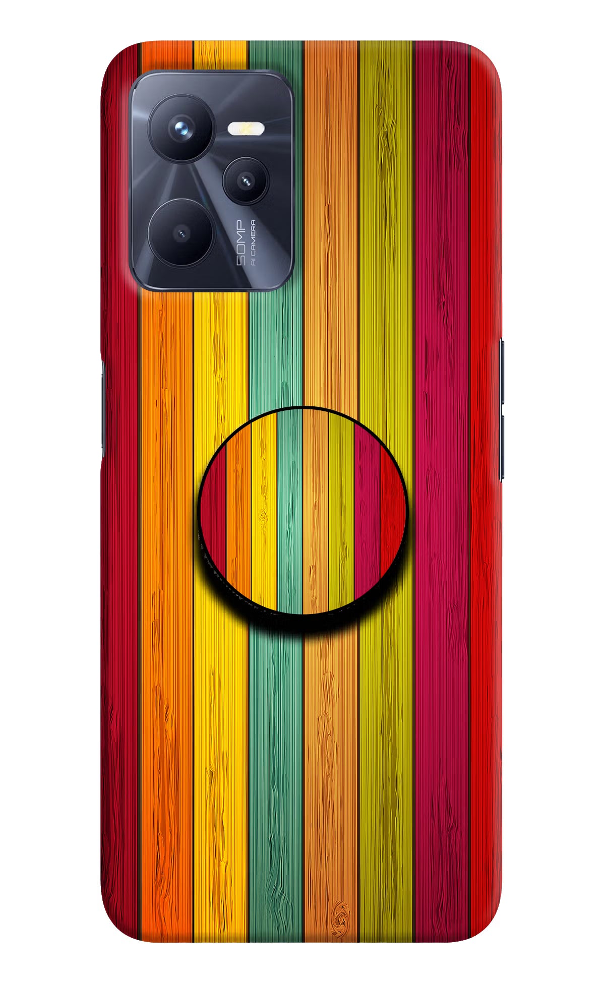 Multicolor Wooden Realme C35 Pop Case by Casekaro