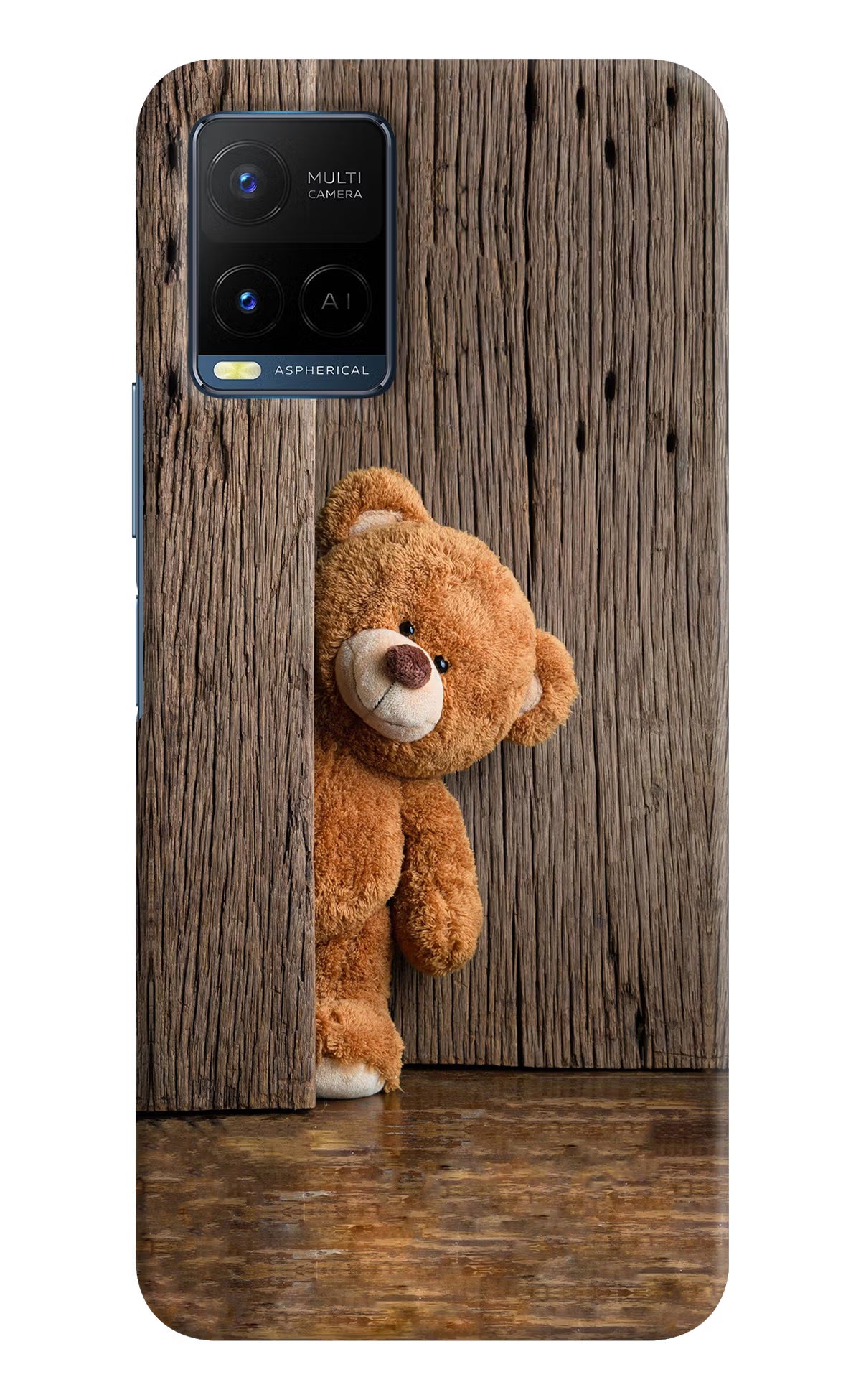 Teddy Wooden Vivo Y33T Hard Case Back Cover by Casekaro