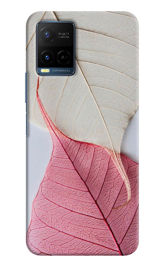 White Pink Leaf Vivo Y33T Hard Case Back Cover by Casekaro