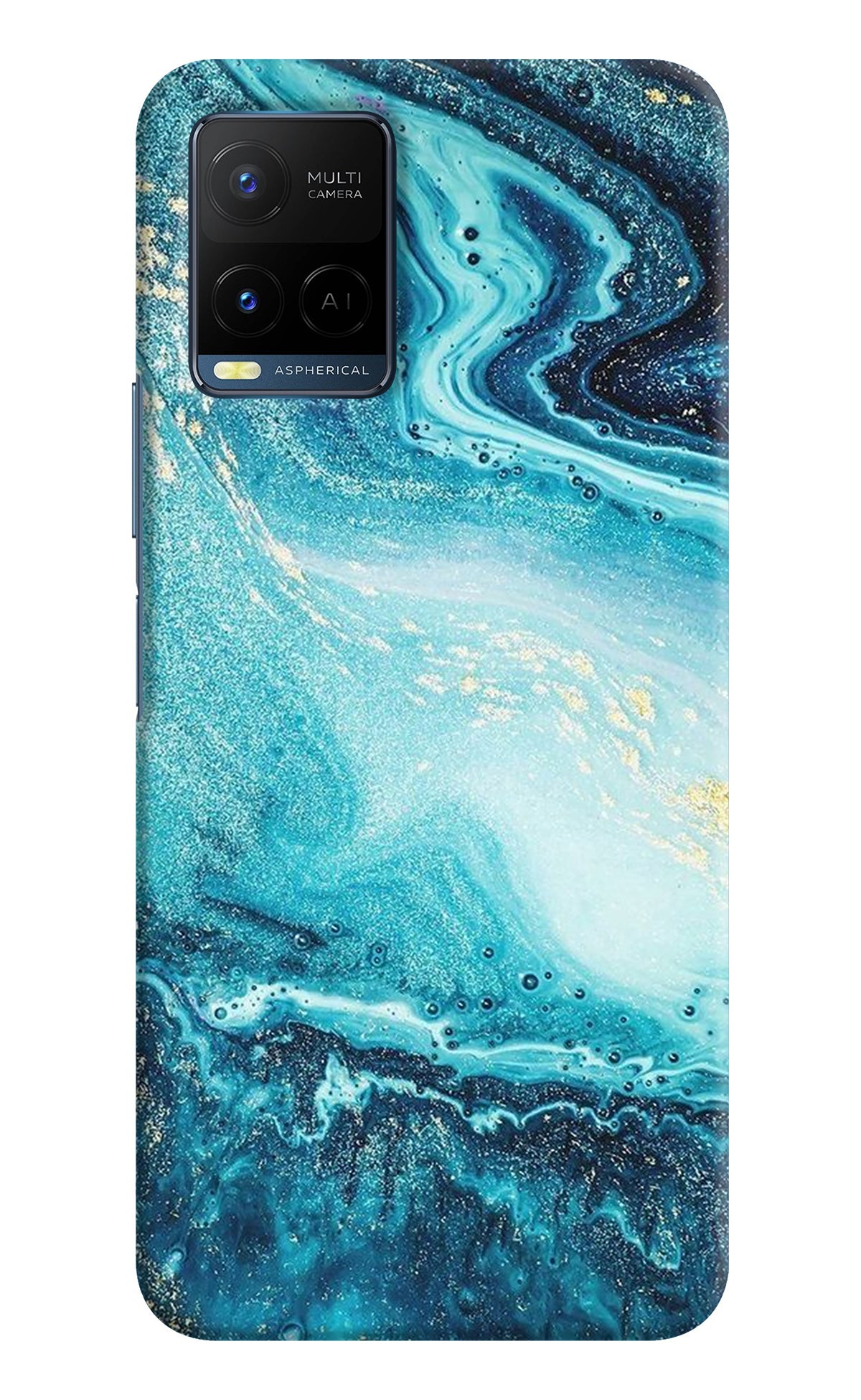 Blue Glitter Marble Vivo Y33T Back Cover