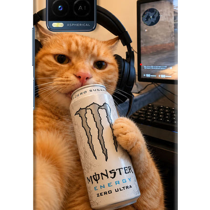 Gamer Cat Energy Vivo Y33T Hard Case Back Cover by Casekaro