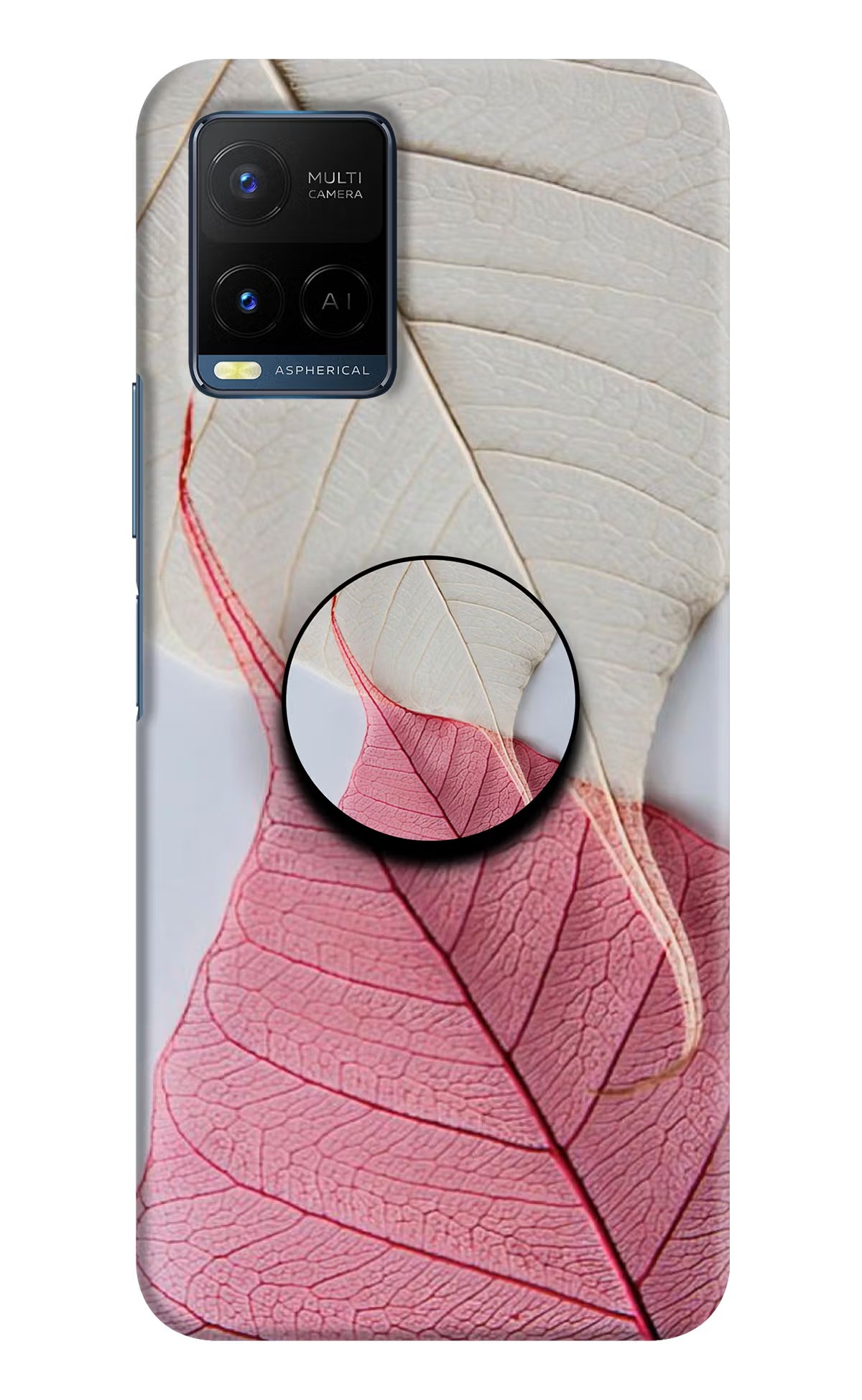 White Pink Leaf Vivo Y33T Pop Case by Casekaro