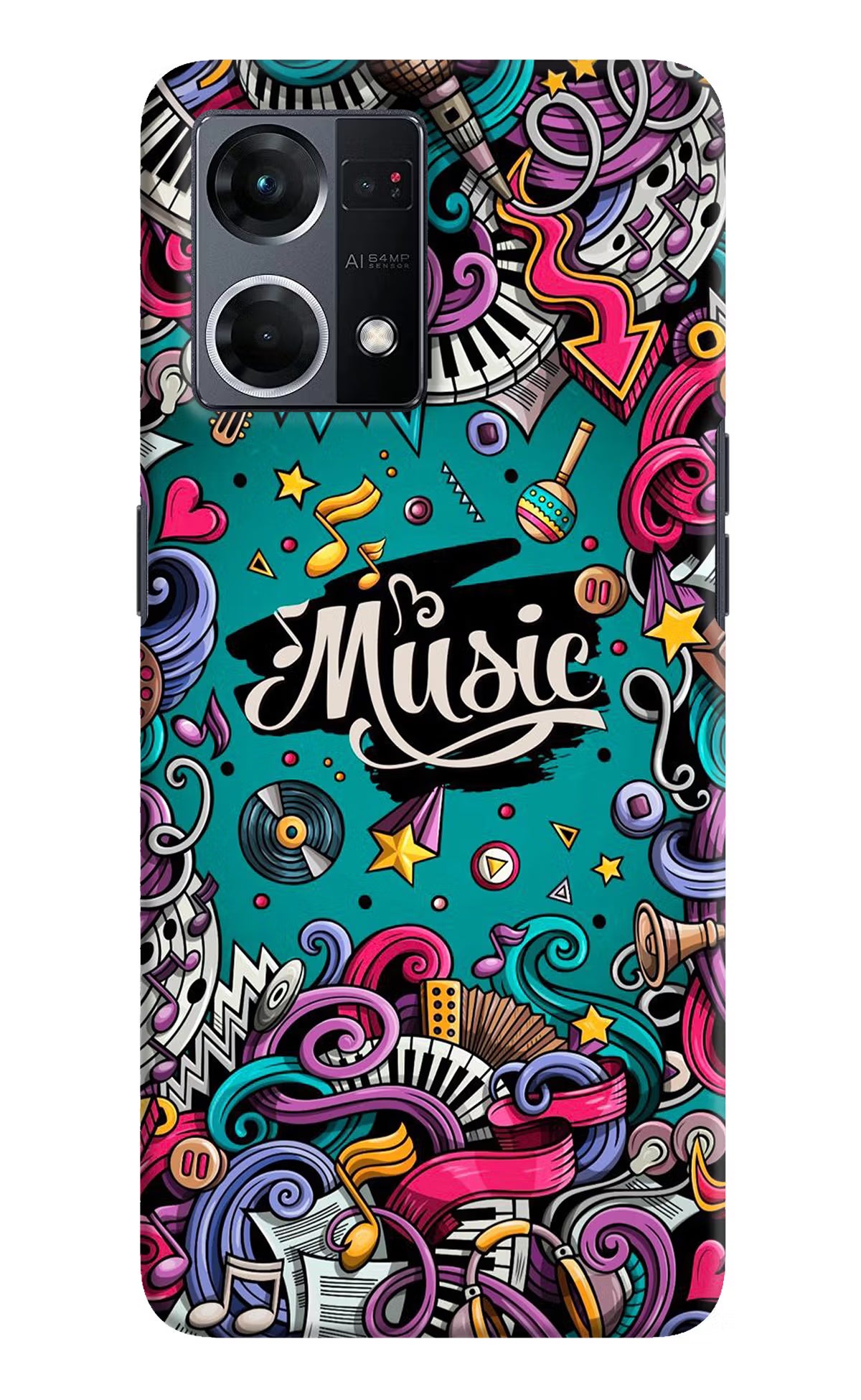 Music Graffiti Oppo F21 Pro 4G Hard Case Back Cover by Casekaro