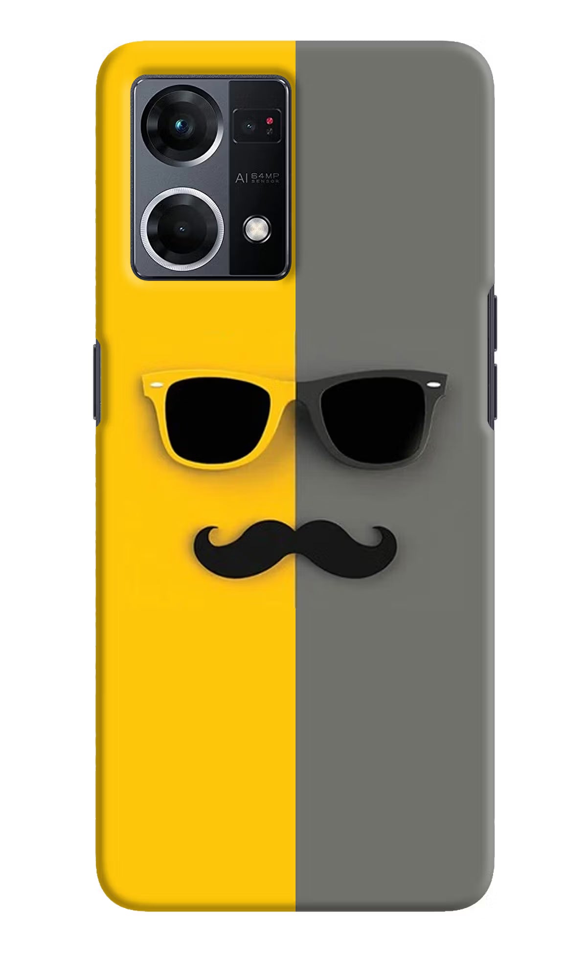 Sunglasses with Mustache Oppo F21 Pro 4G Hard Case Back Cover by Casekaro