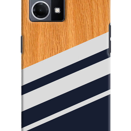Blue and white wooden Oppo F21 Pro 4G Hard Case Back Cover by Casekaro