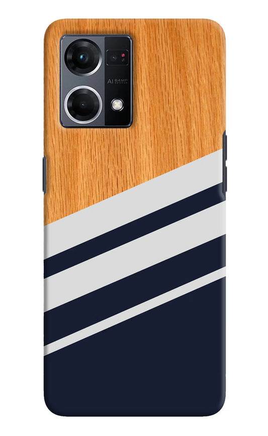 Blue and white wooden Oppo F21 Pro 4G Hard Case Back Cover by Casekaro