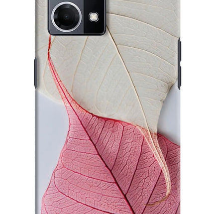White Pink Leaf Oppo F21 Pro 4G Hard Case Back Cover by Casekaro