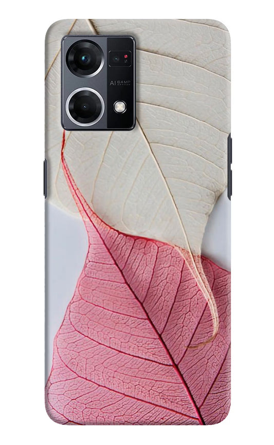 White Pink Leaf Oppo F21 Pro 4G Hard Case Back Cover by Casekaro