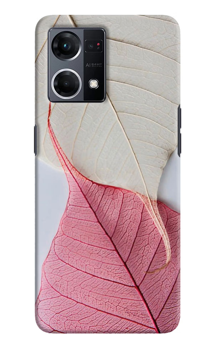 White Pink Leaf Oppo F21 Pro 4G Back Cover, Hard case