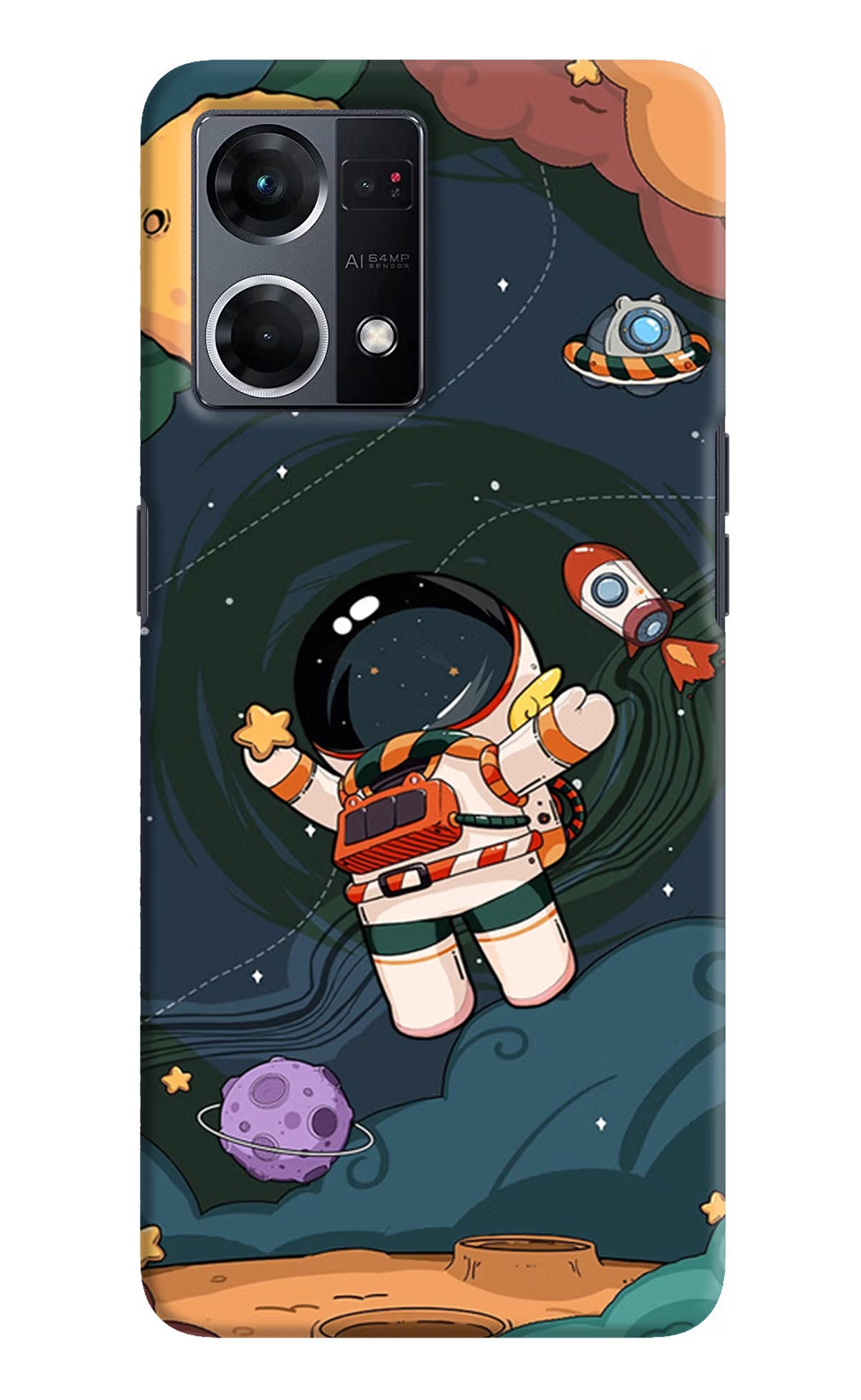 Cartoon Astronaut Oppo F21 Pro 4G Hard Case Back Cover by Casekaro