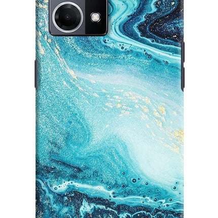Blue Glitter Marble Oppo F21 Pro 4G Hard Case Back Cover by Casekaro