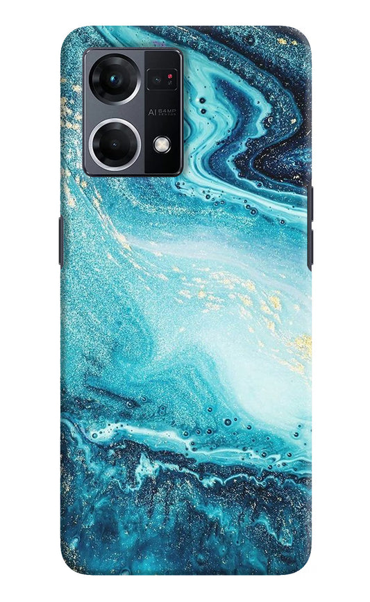 Blue Glitter Marble Oppo F21 Pro 4G Hard Case Back Cover by Casekaro