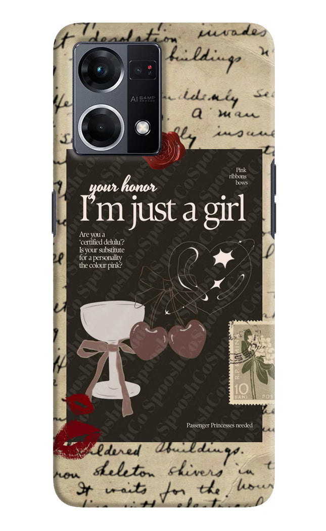 I am just a girl Oppo F21 Pro 4G Hard Case Back Cover by Casekaro