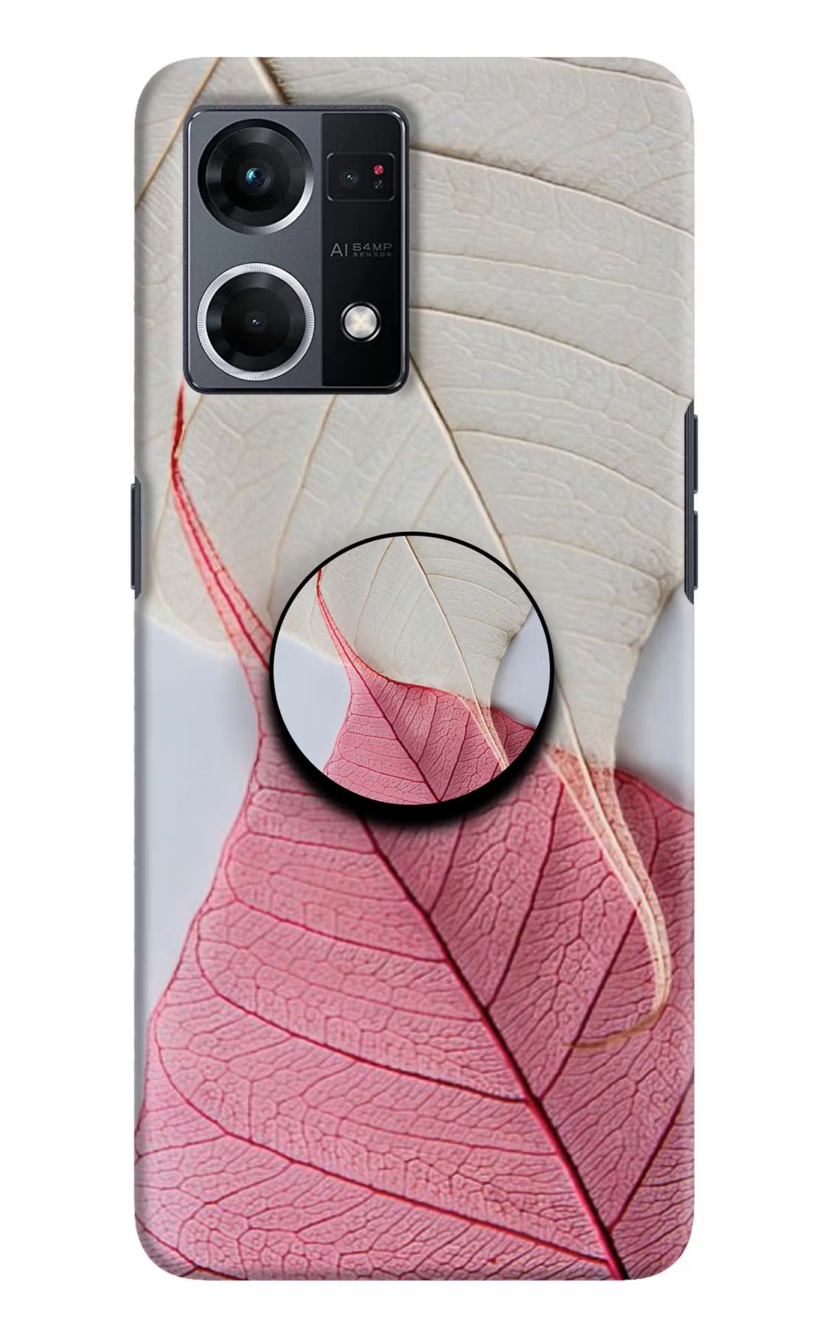 White Pink Leaf Oppo F21 Pro 4G Pop Case by Casekaro