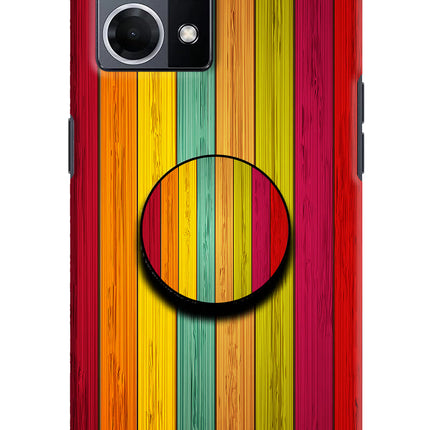 Multicolor Wooden Oppo F21 Pro 4G Pop Case by Casekaro