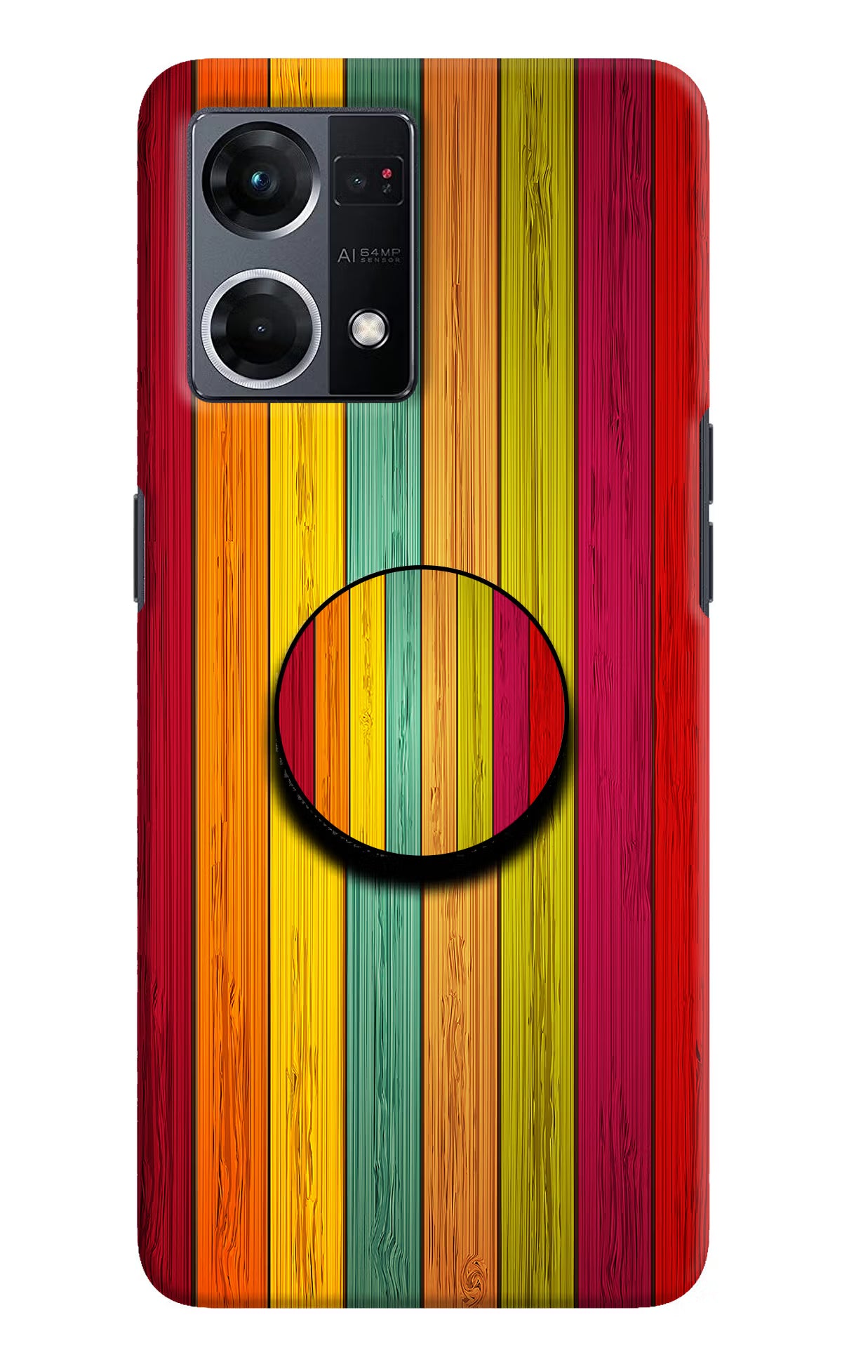Multicolor Wooden Oppo F21 Pro 4G Pop Case by Casekaro