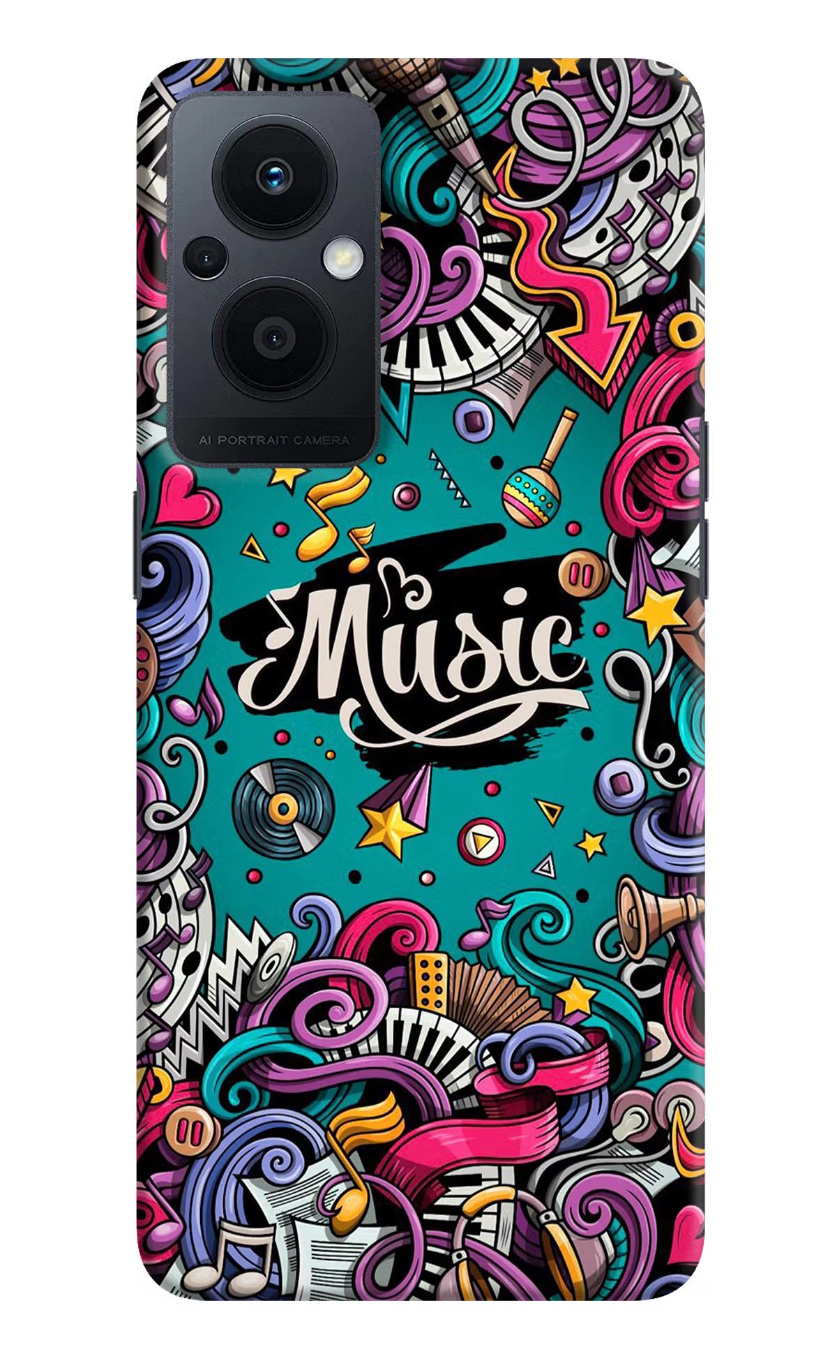 Music Graffiti Oppo F21 Pro 5G Hard Case Back Cover by Casekaro