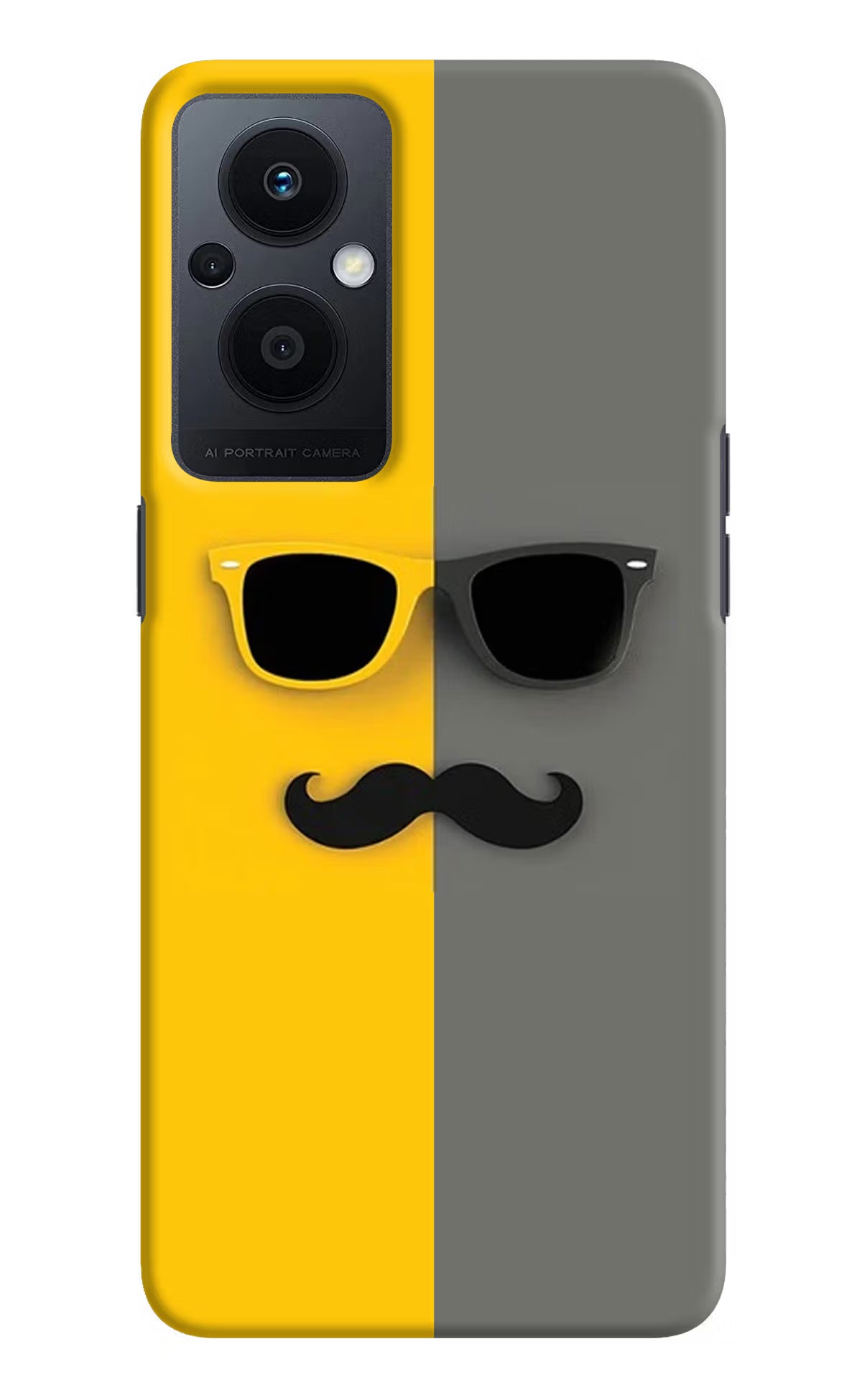 Sunglasses with Mustache Oppo F21 Pro 5G Hard Case Back Cover by Casekaro