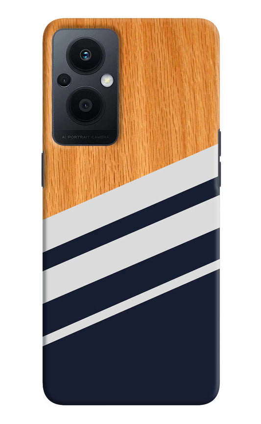 Blue and white wooden Oppo F21 Pro 5G Hard Case Back Cover by Casekaro