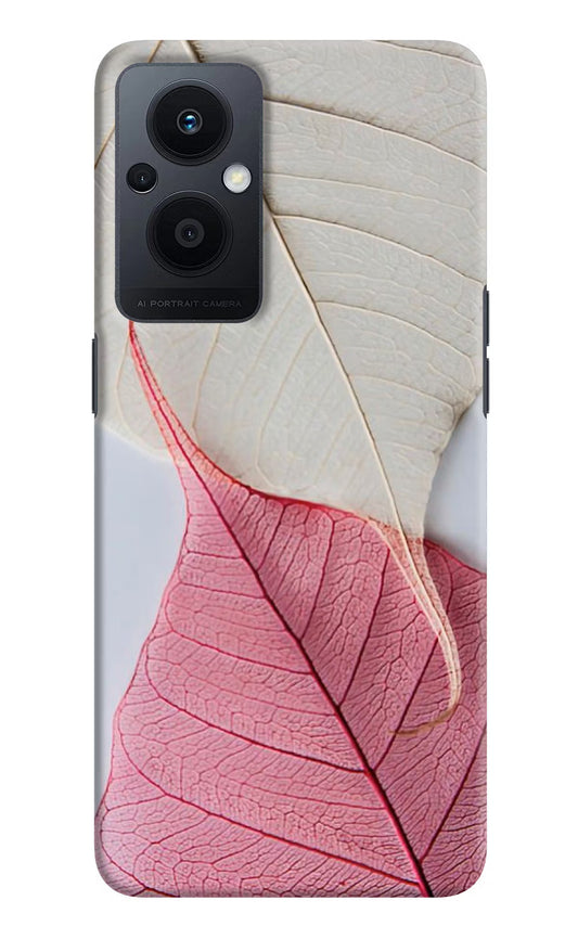 White Pink Leaf Oppo F21 Pro 5G Hard Case Back Cover by Casekaro